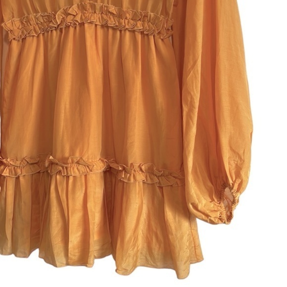 Keepsake The Label Long Sleeve Coquette Mini Dress Women’s Size 4‎ Silk Yellow - Picture 3 of 9